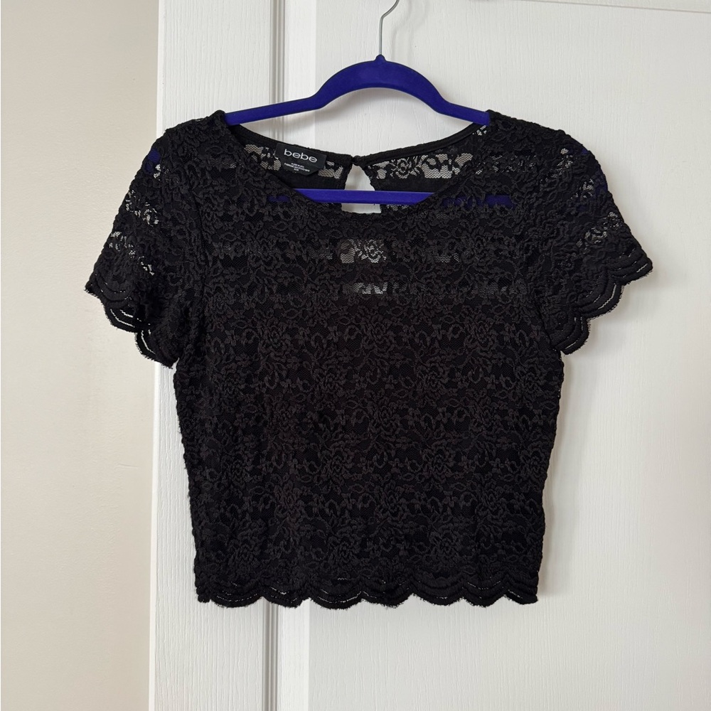 Bebe Elegant Black Lace Crop Top